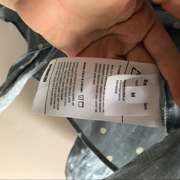 Reformation Peach Linen Crop Tie Top - Picture 4 of 6